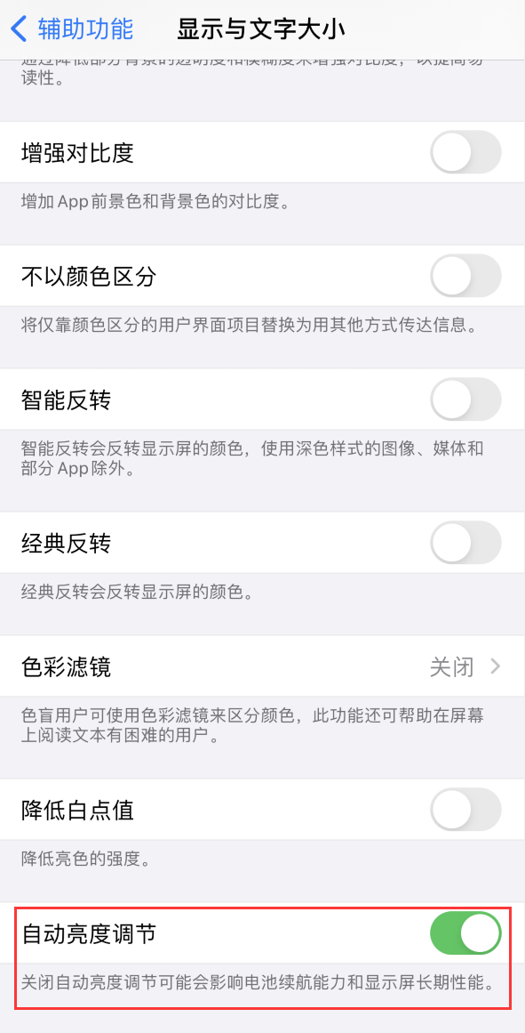 零陵苹果手机维修分享iPhone 自动亮度调节失灵怎么办 